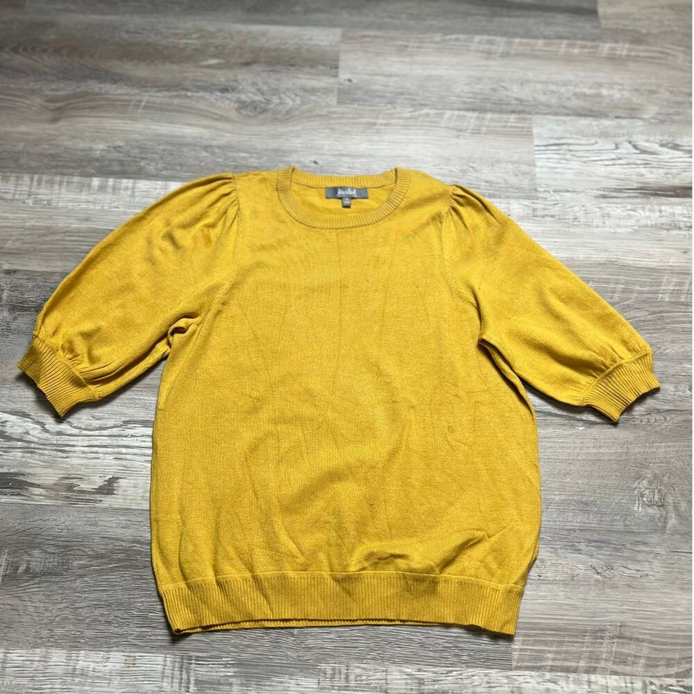 Marled Reunited Clothing Womens M Mustard Puff Sleeve Sweater Cottagecore